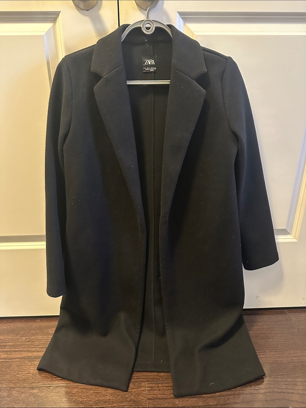 Zara Black Open-Front Trench Coat (Size: S)